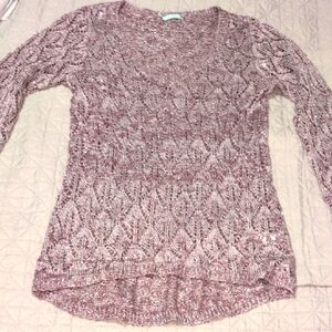 Knit V-Neck Sweater in Pink